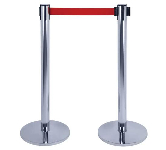 COLONNA ALFA INOX CON NASTRO ROSSO RETRAIBILE 2MT