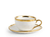 TAZZA TE CON PIATTO BIANCA BORDO ORO 300CC