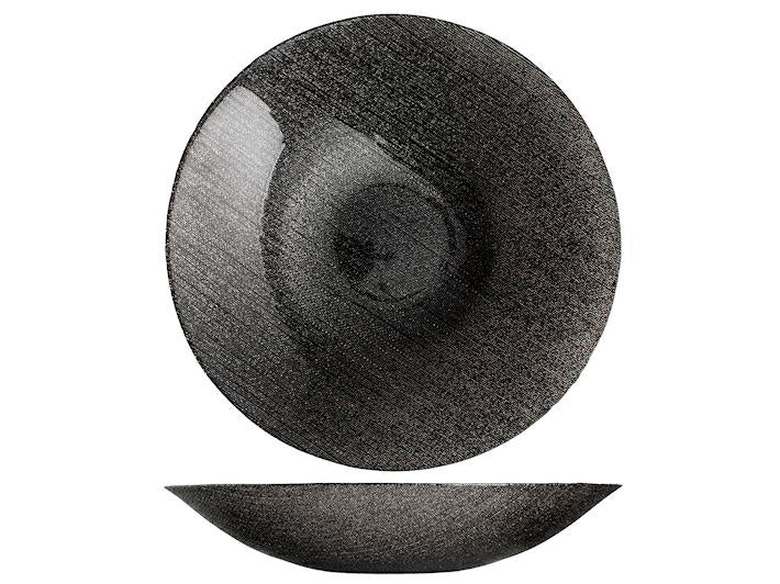 CENTROTAVOLA IN VETRO 40CM CHARM BLACK GLITTERATO