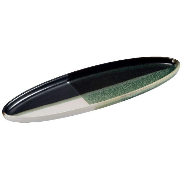 SIMPOSIO VASSOIO OVALE STRETTO VERDE 31X10X2H
