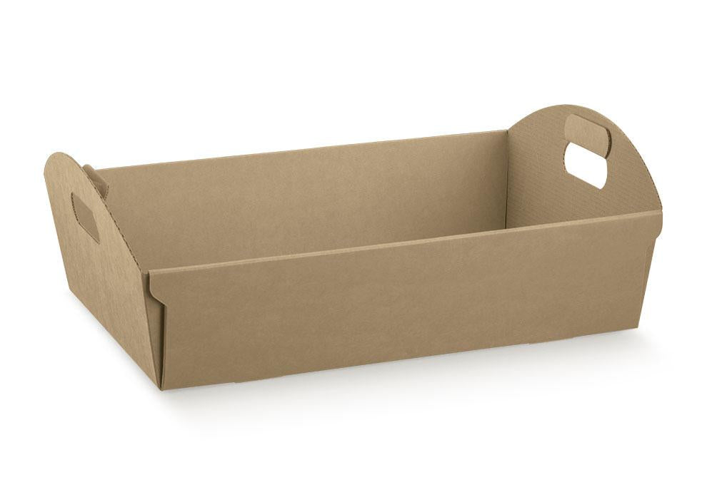 CESTA IN CARTONE C/MANIGLIE 43X30X11H AVANA