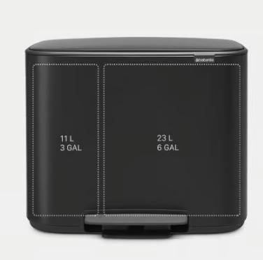 PATTUMIERA TOUCH BIN11+23LT C/PEDALE COL.NERO