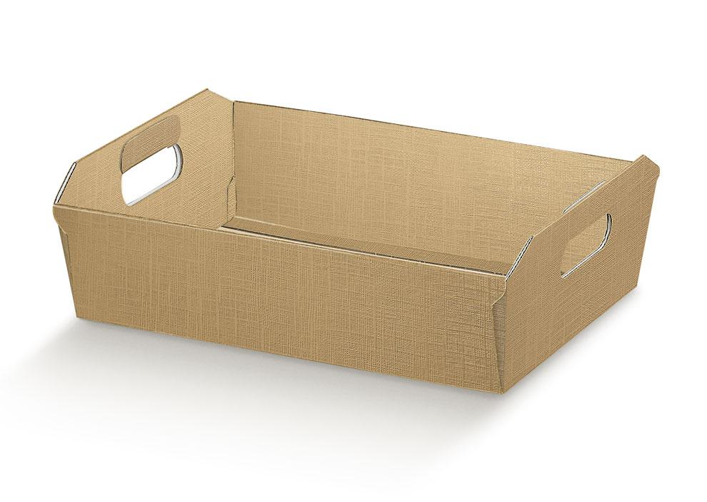 CESTA IN CARTONE C/MANIGLIE 35X26X7H SETA ORO