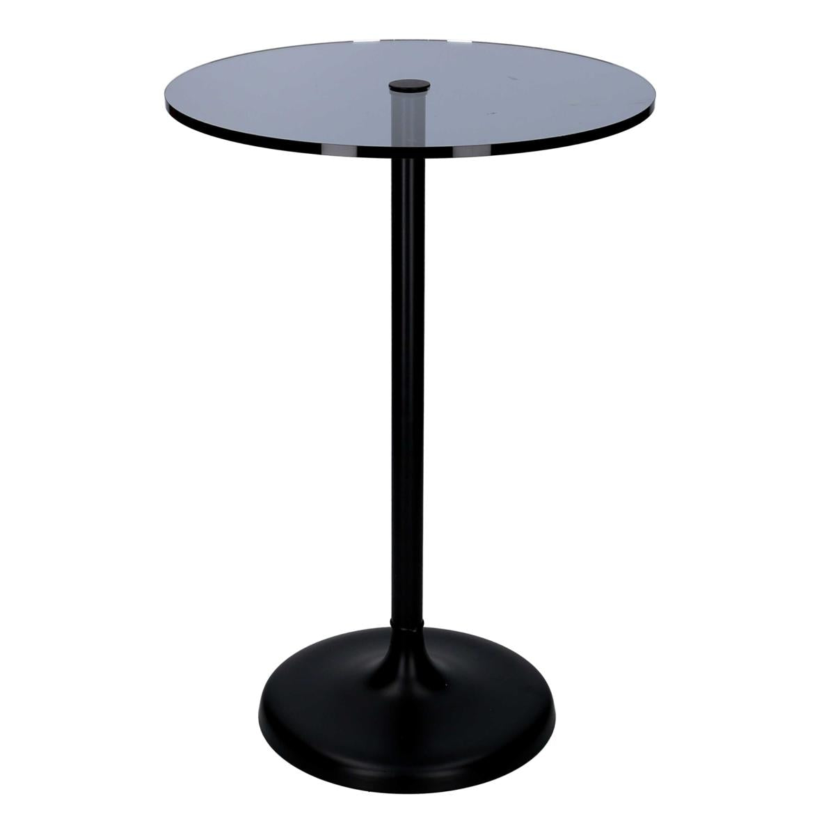 TAVOLINO METALLO TOP VETRO NERO TONDO CM 35H51