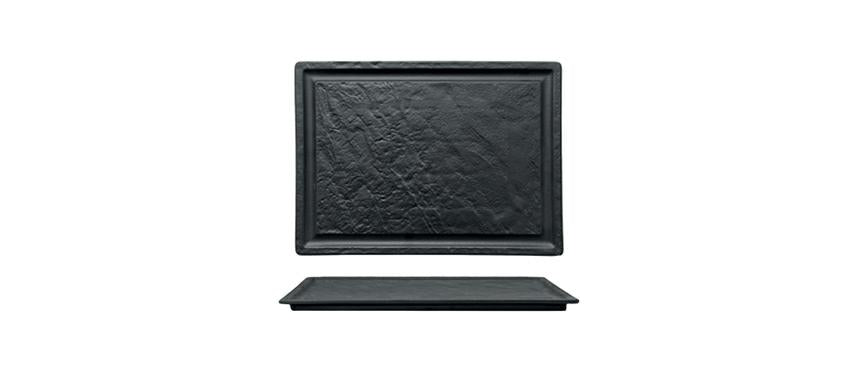 PIATTO BISTECCA 33X24CM EFFETTO PIETRA NERO