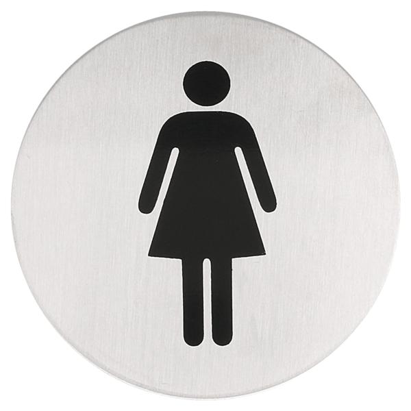 CARTELLO AUTO-ADESIVE "DONNE" Ø 7,5 CM ARGENTO ACCIAIO INOX