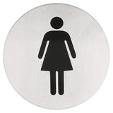 CARTELLO AUTO-ADESIVE "DONNE" Ø 7,5 CM ARGENTO ACCIAIO INOX
