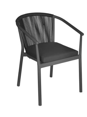 SEDIA VERONA CONTRACT ALLUMINIO GRIGIO ANTRACITE /CORDA