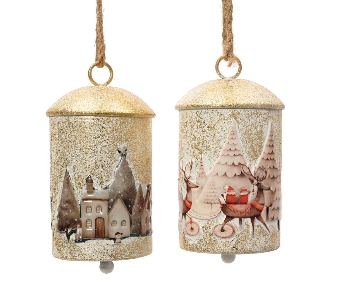 CAMPANA FERRO BIANCO ANTICATO 2 ASS. D15,5 H24,5CM