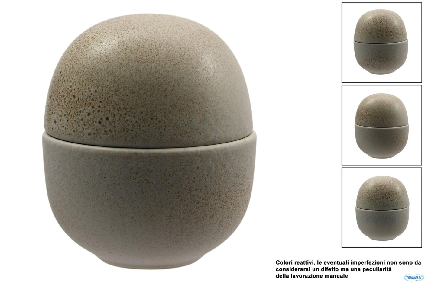 ANTIQUA-COPPETTA UOVO CON COPERCHIO CM.12,5 H.14 IN GRES