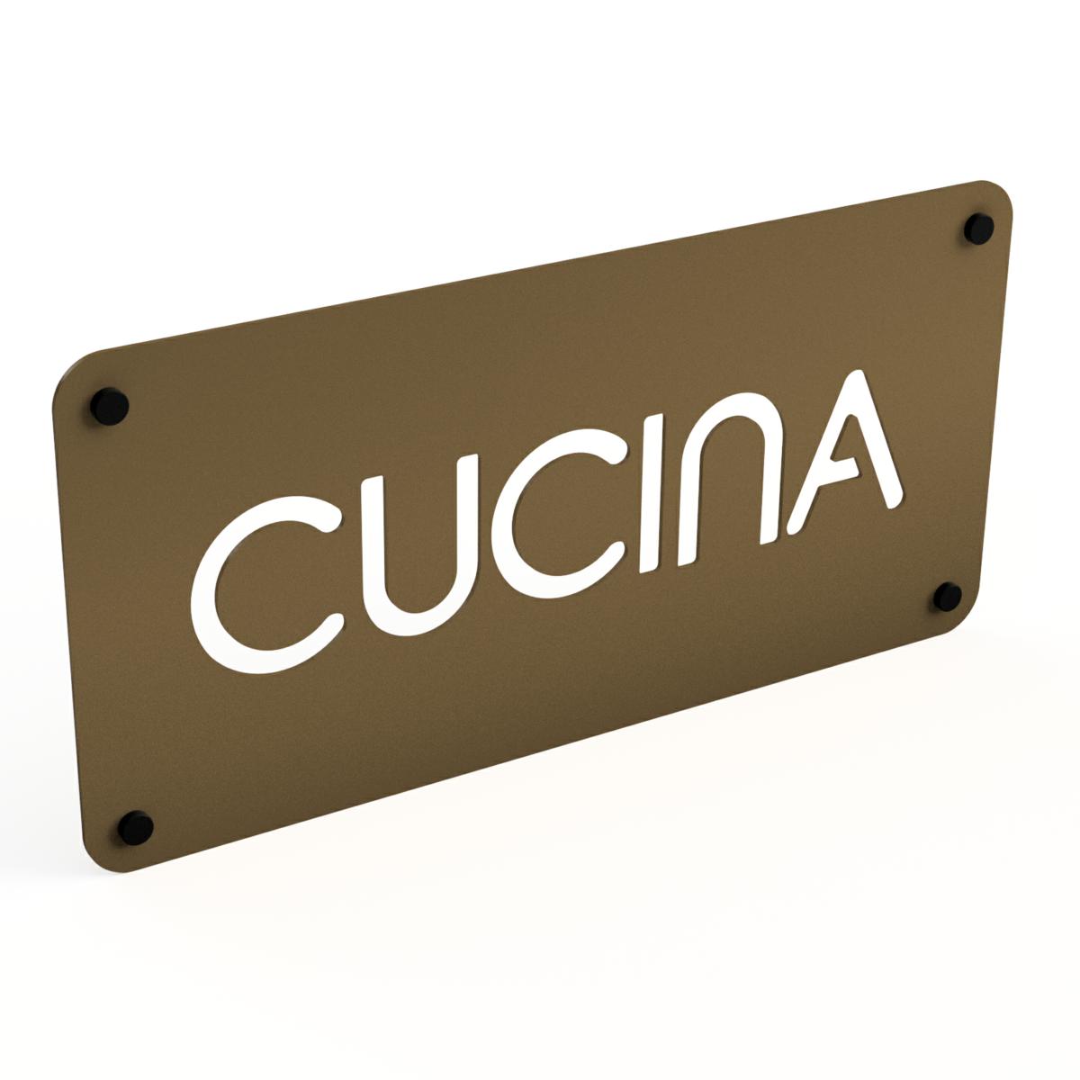 SEGNALETICA CUCINA CORTEN CON DISTANZIALI 16X32,5CM