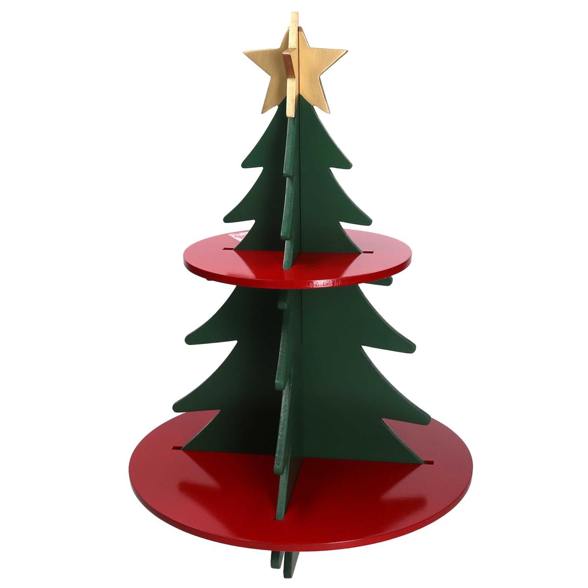 ALBERO ESPOSITORE LEGNO 2 PIANI VERDE 40X58.4H