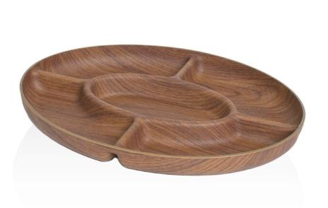PIATTO IN LEGNO 5 SCOMPARTI OVALE 23X30