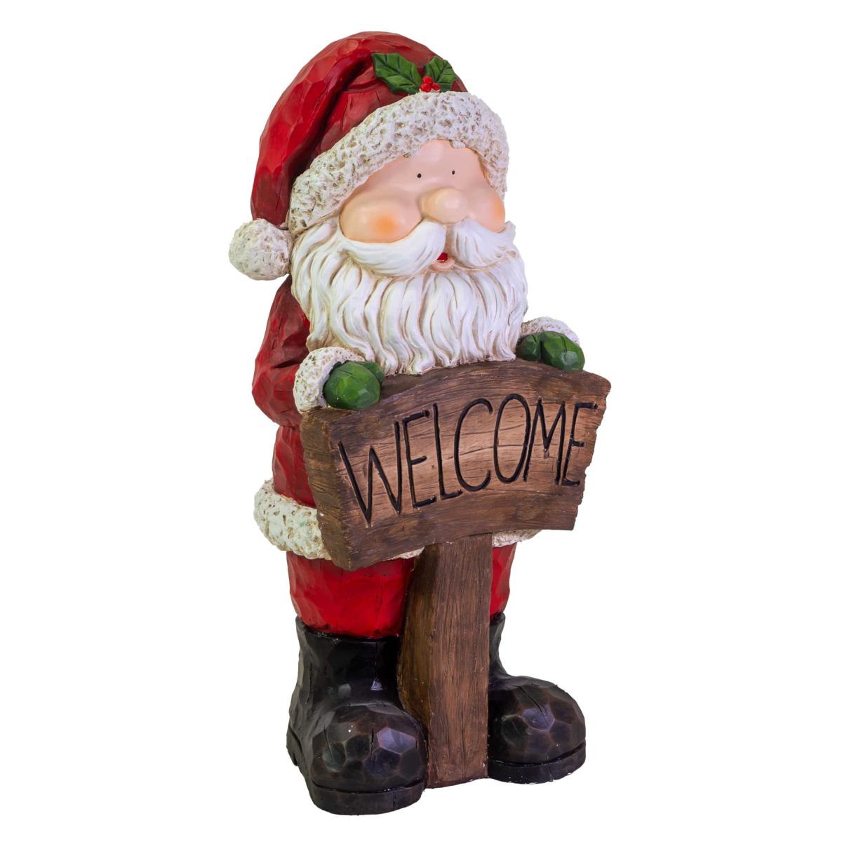 BABBO NATALE RESINA CON CARTELLO ROSSO 41X34X90H