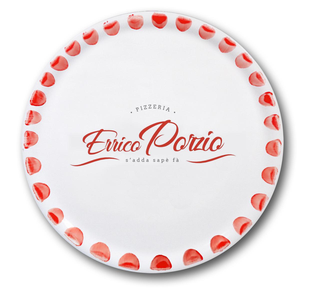 PIATTO PIZZA 33CM NAPOLI BIANCO/ROSSO "ERRICO PORZIO"