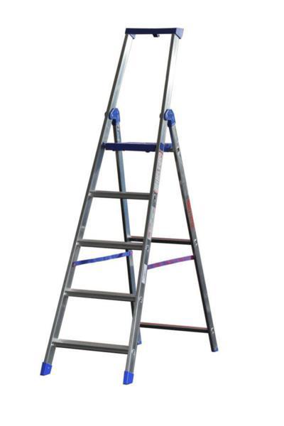 SCALA ALLUMINIO 5GRADINI H2 PIATTAFORMA+PARAPETTO MOD.CLIMB