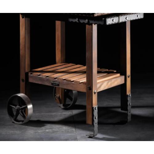 SGABELLO LEGNO VINTAGE CM 65X45X80 C/RIP GRIG+RUOTE