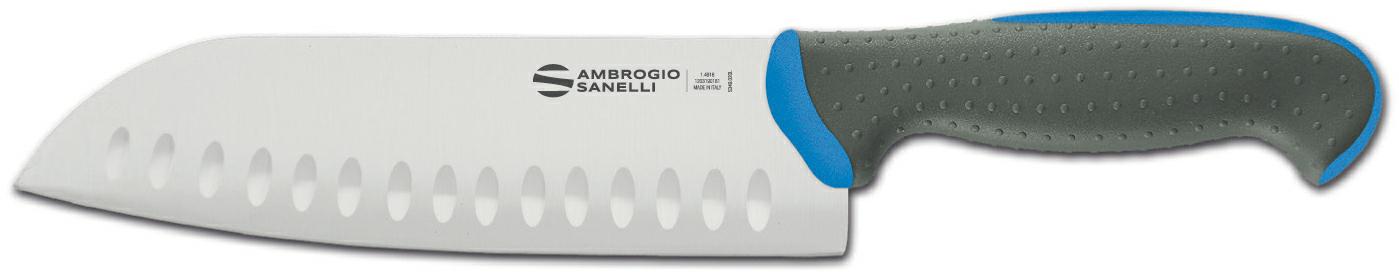 COLTELLO "SANTOKU" ALVEOLATO 18CM BLU TECNA