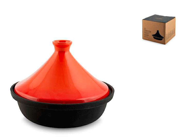 TAJINE IN GHISA CON COPERCHIO ARANCIONE 25cm
