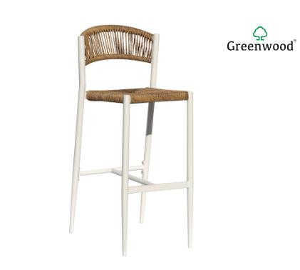 SGABELLO MILANO IN ALLUMINIO – WICKER PAGLIA – BIANCO