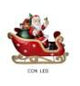 BABBO NATALE IN RESINA SU SLITTA ROSSO CON LED CM64X26H60