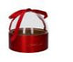 SCATOLA CARTONE FIOCCO ROSSA  TONDA cm 25.5h23