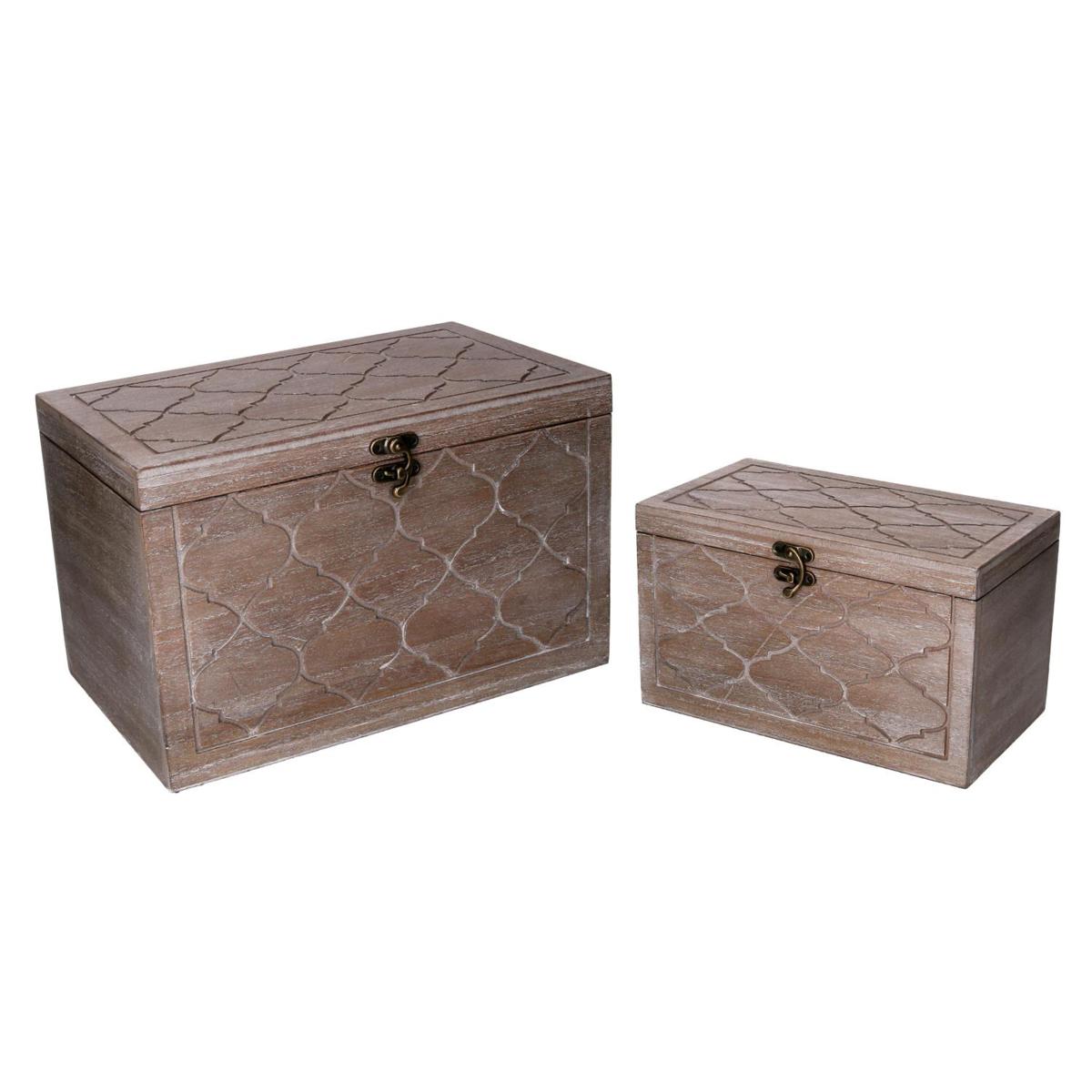 SET SCATOLA LEGNO MARRONE RETTANGOLARE 39X24X24H