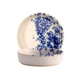 PHOBOS PIATTO FONDO BIANCO PUNT.BLU Ø18H4,5CM STONEWARE