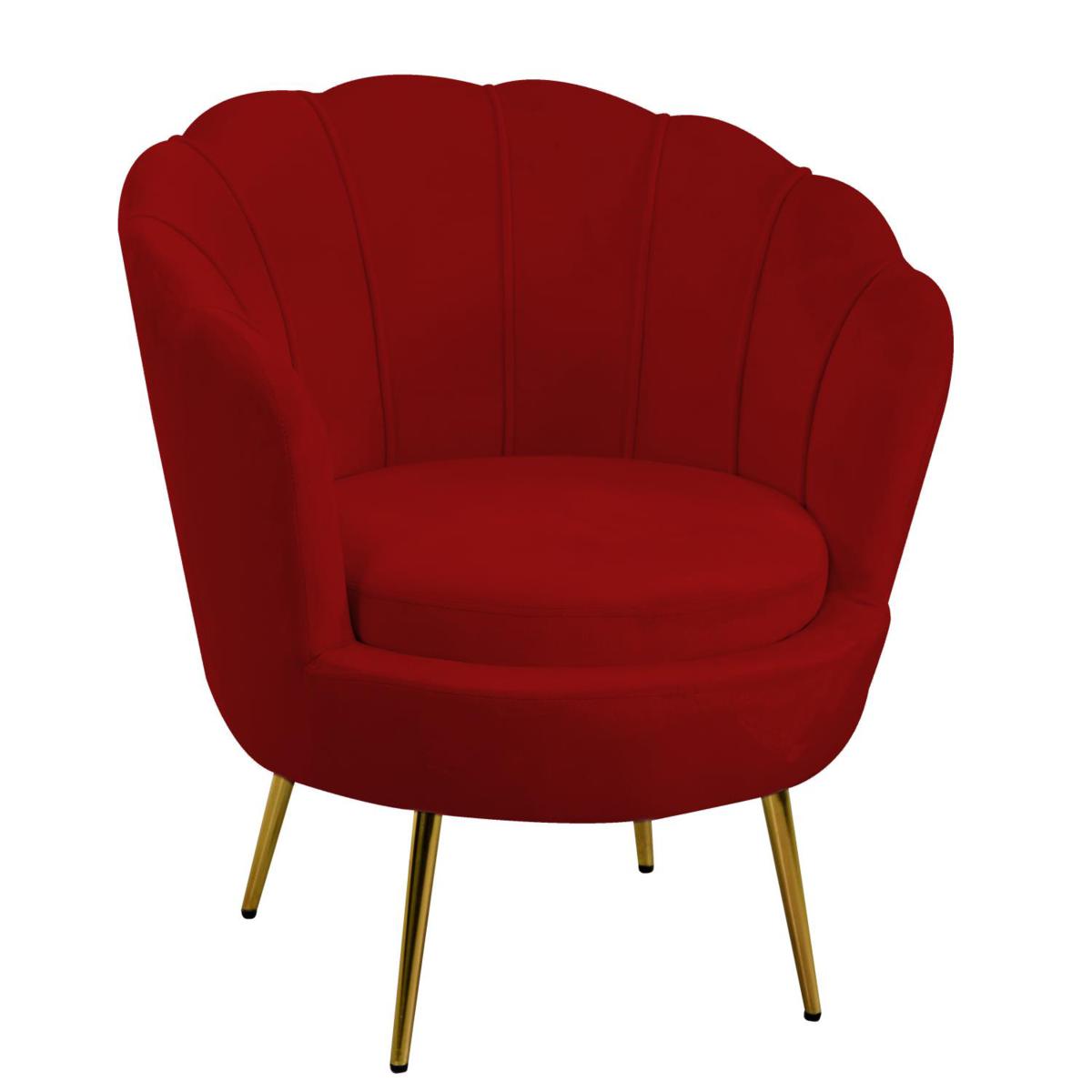 POLTRONA VELLUTO TULIPAN ROSSO FRAGOLA 73X72X45/75H