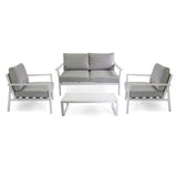 SALOTTO ALLUMINIO MANHATTAN BIANCO C/CUSCINI GRIGIO 2POSTI