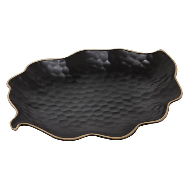 VASSOIO FOGLIA NERO 34,5X26,5 STONEWARE "KYPSELI"