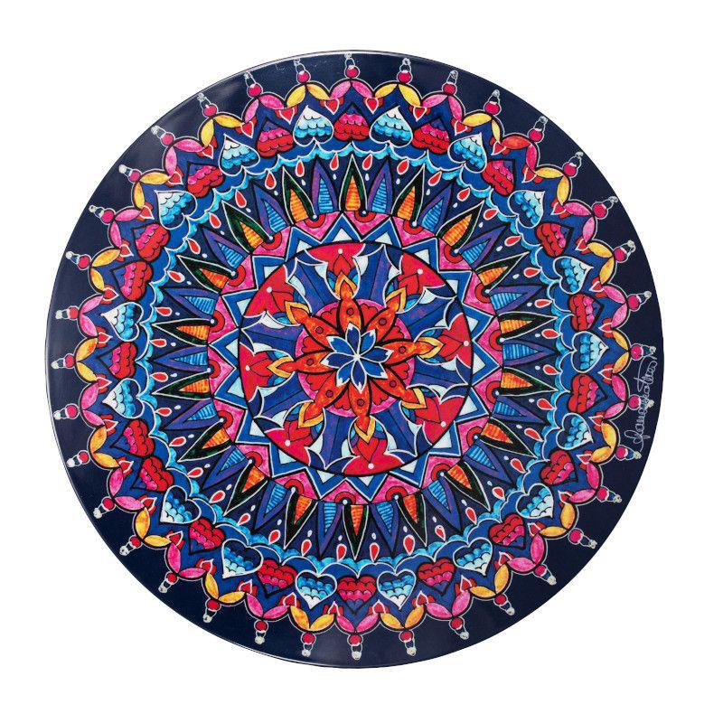 POLYCHROMOS TOVAGLIETTA BLU MELAMINA DESIGN MANDALA Ø34