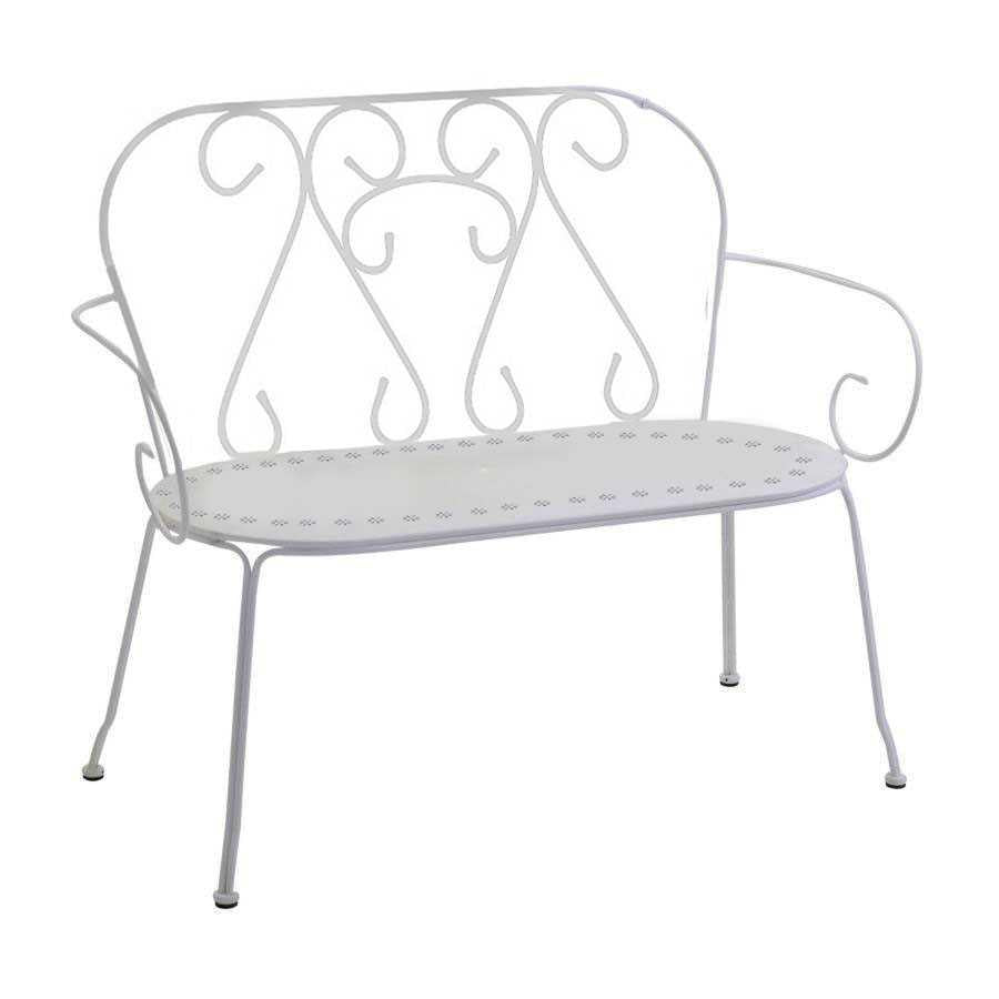 PANCHINA METALLO NEWOLRD BIANCA CREMA cm105x48h88