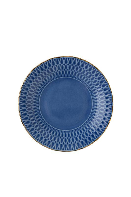 PIATTO PANE CONTESSA BLU FILO ORO 16CM