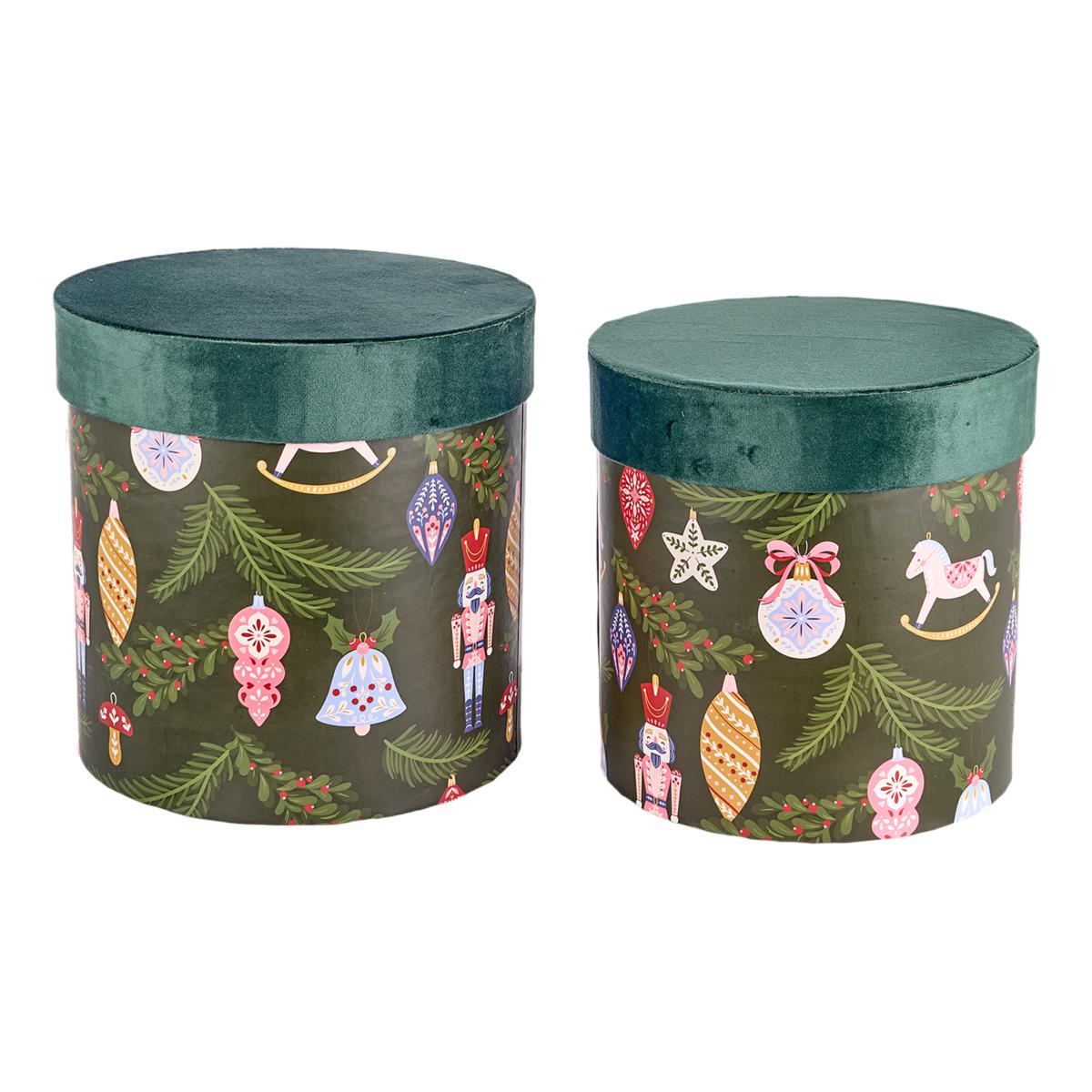 SET 2 SCATOLE DECORATE M.G.H CM 26 ø CM.26