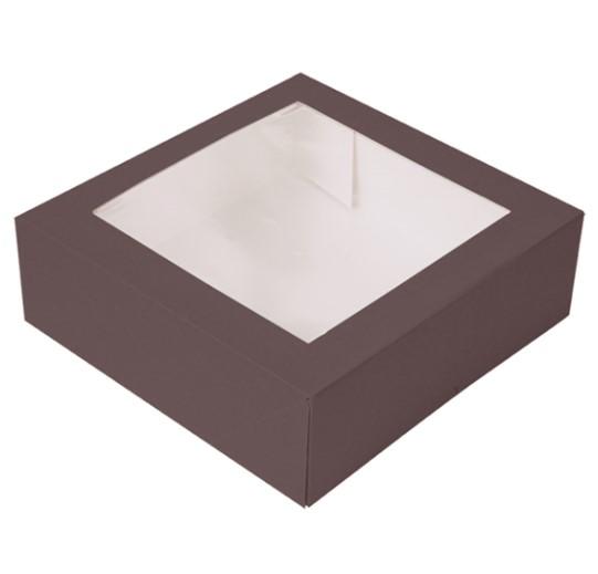 SCATOLA PASTICCERIA CON FINESTRA 30X30X8 CIOCCOLATO PZ50