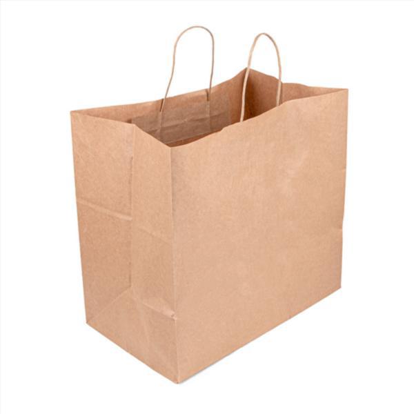 SHOPPER TRAITEUR CON MANICI 36+21x33,5 CM NATURALE CF 250PZ