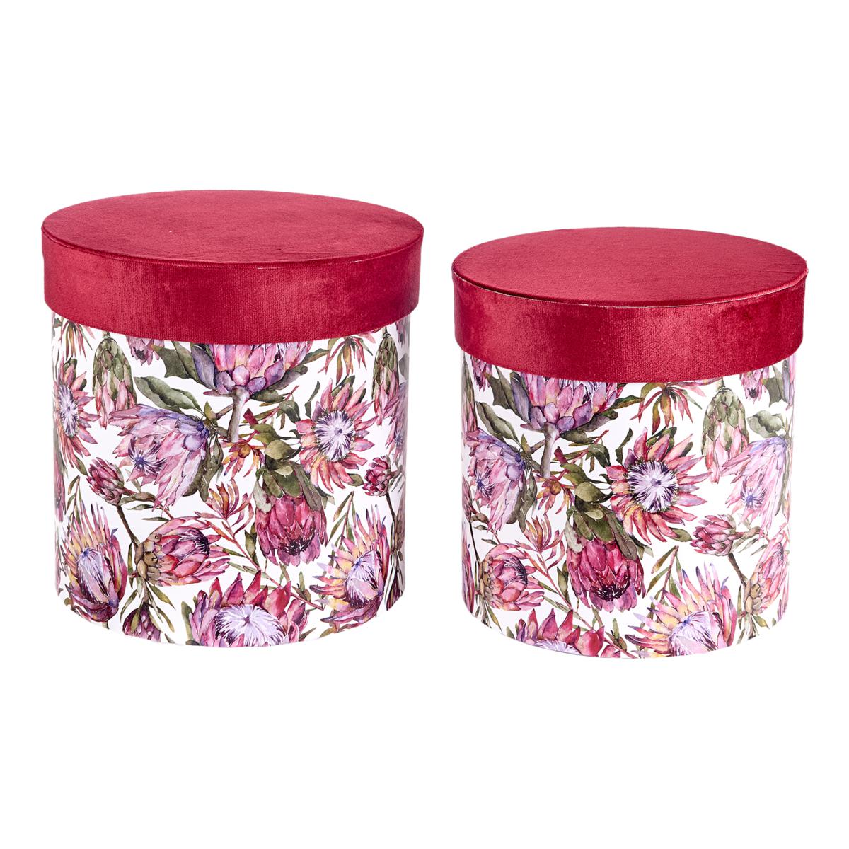 SET 2 SCATOLE DECORATE M.G.H CM 26 ø CM.26