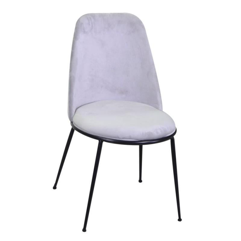 SEDIA VELLUTO KIEV GRIGIO STRUTTURA NERA CM.49X56H44