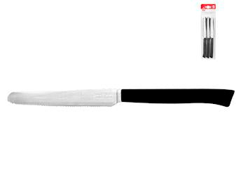 COLTELLO TAVOLA SEGHETTATO MANICO NERO CF=6PZ