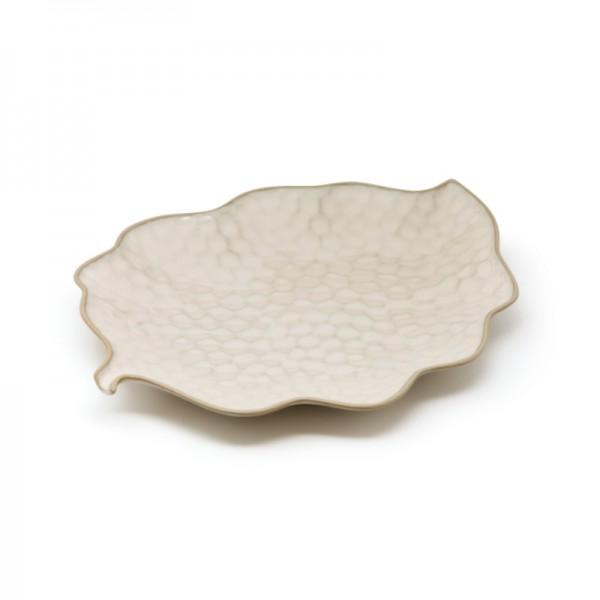 VASSOIO FOGLIA BEIGE34,5X26,5 STONEWARE "KYPSELI"