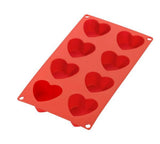 STAMPO PER 6 CUORI SILICONE ROSSO