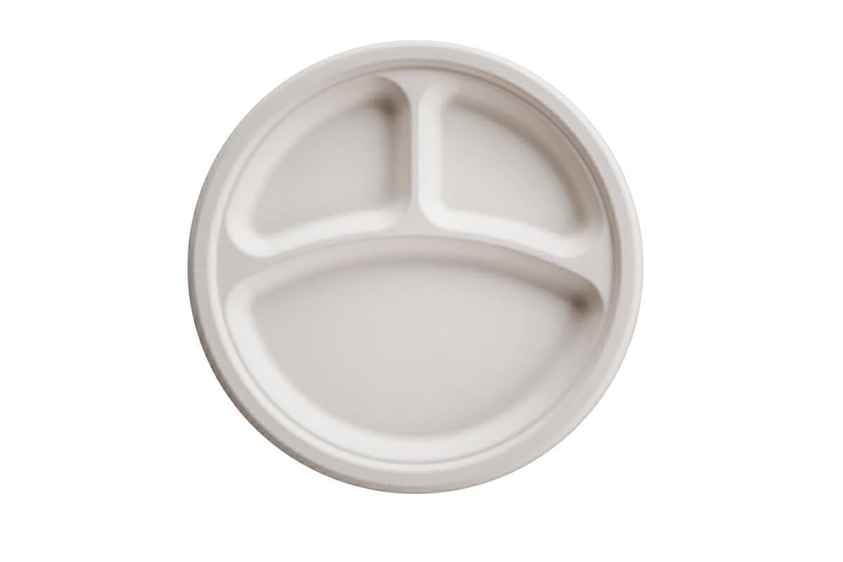 PIATTO TRISCOMPARTO 26CM COMPOSTABILE POLPA DI CELL. CF=50PZ