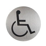 CARTELLO AUTO-ADESIVE "ACCESSIBILE" Ø 7,5 CM  ACCIAIO