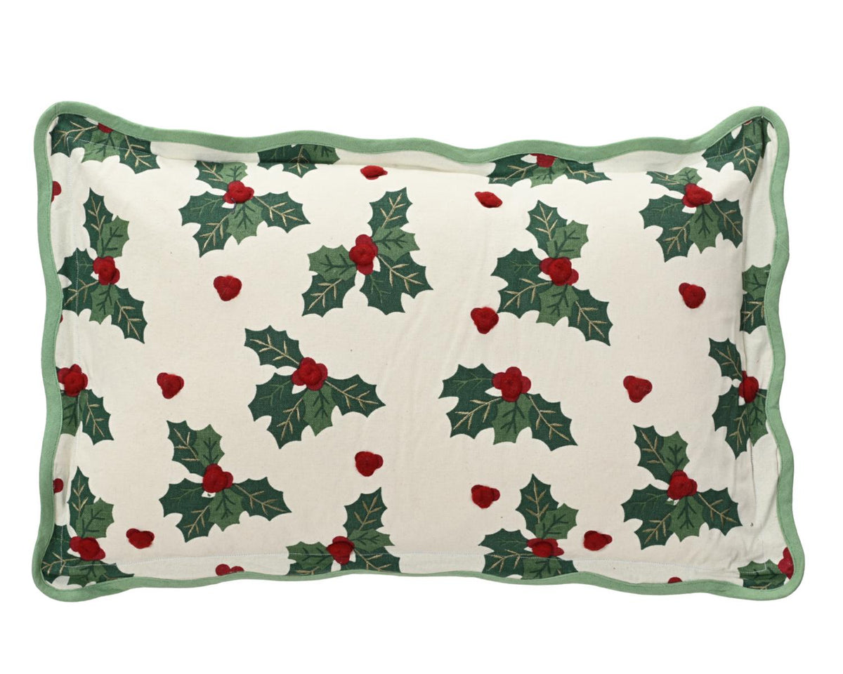 CUSCINO COTONE       STAMPATO C/POMPON BIANCO 50X30CM