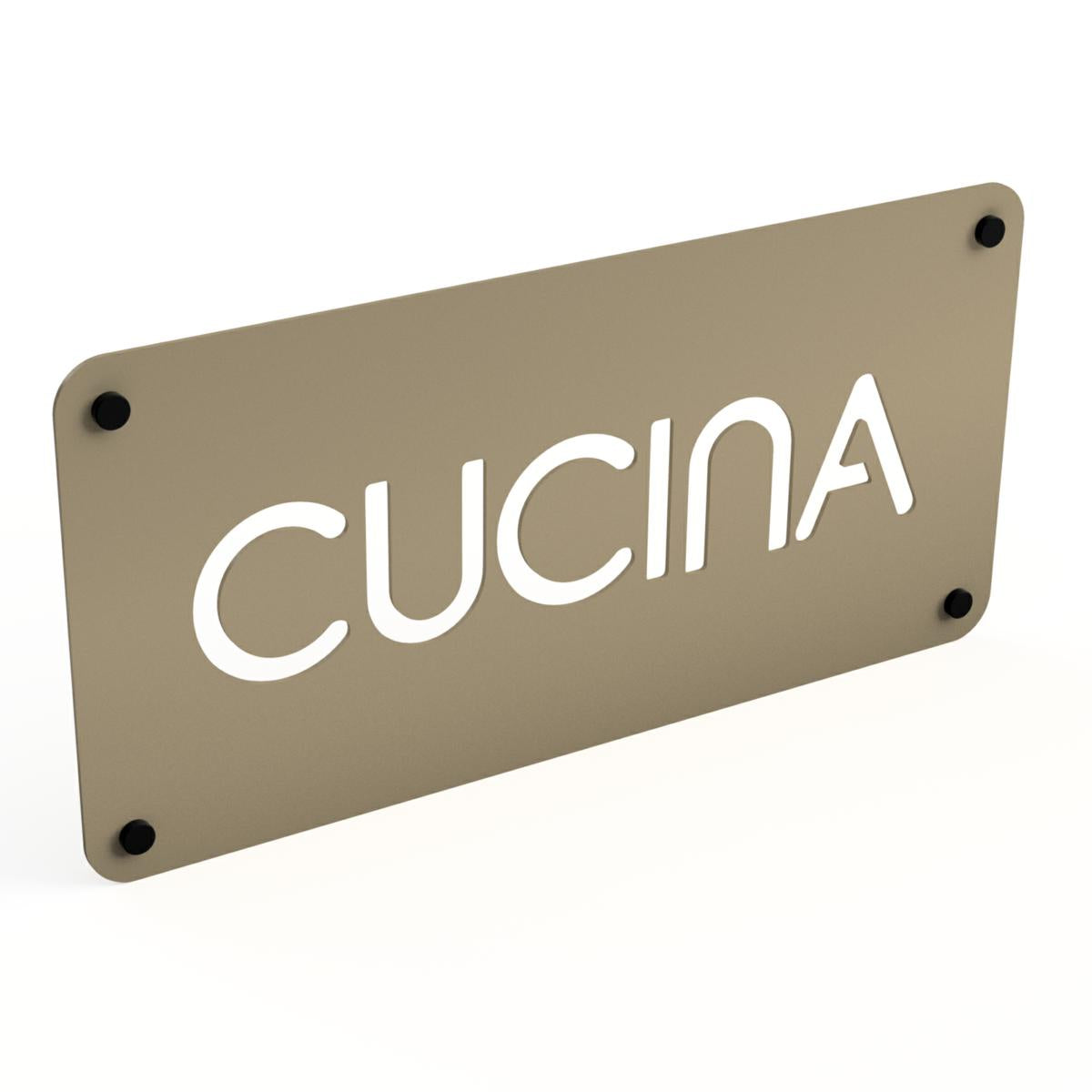 SEGNALETICA CUCINA SABBIA CON DISTANZIALI 16X32,5CM