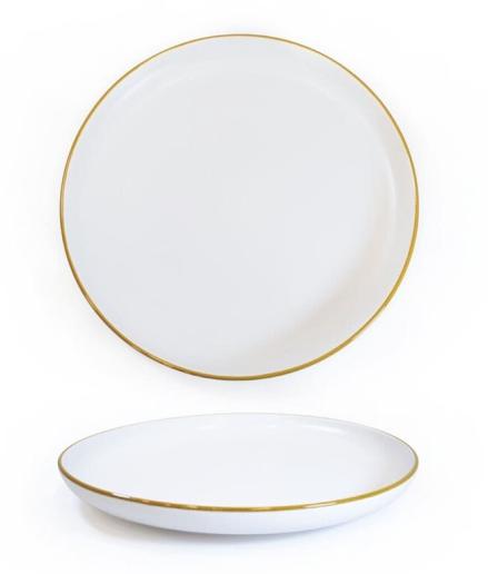 PIATTO PIANO BIANCO CON BORDINO ORO CM 27 LYRA