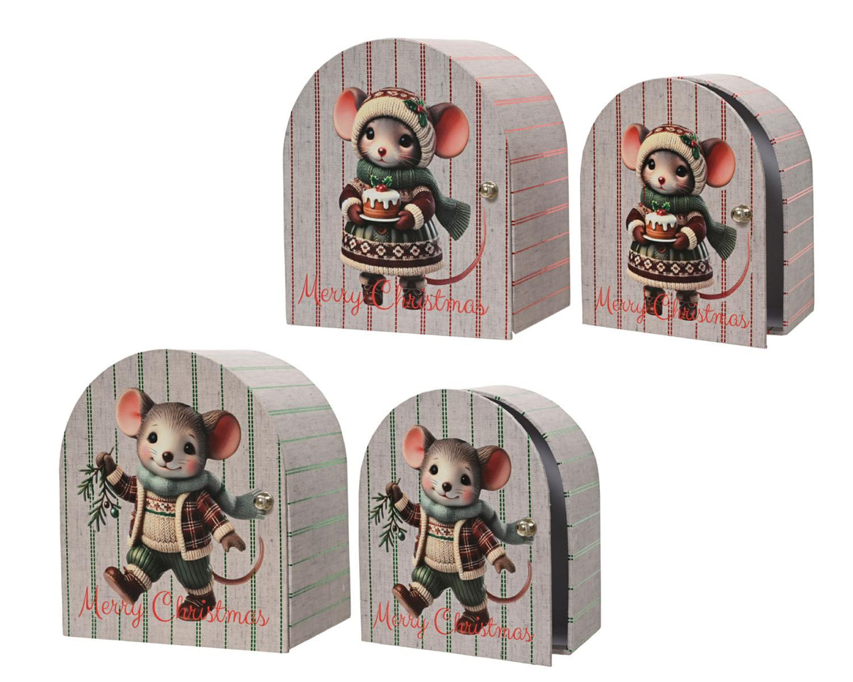 SCATOLA REGALO       CARTONE FSC TOPOLINI 14X8 H12CM