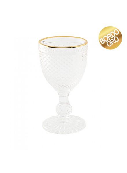BICCHIERE VETRO TRASPARENTE 270ML C/BORDO ORO