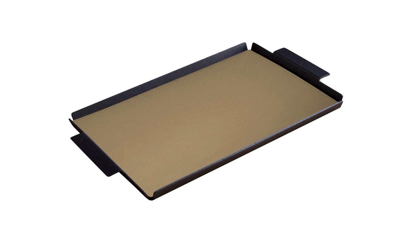 VASSOIO SERVIZIO NERO CON TOVAGLIA BEIGE 21X35X1,5CM